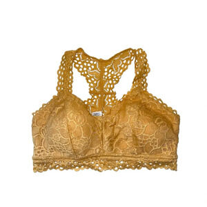 Maurices Yellow Eyelet Lace Racerback Pullover Padded Bralette Small Women’s